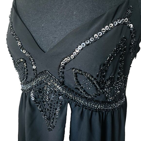 NEW LOOK Dress Size 14 Black Sequin Long dress Cocktail‎ Bling Party Ball Soiree - Picture 6 of 8